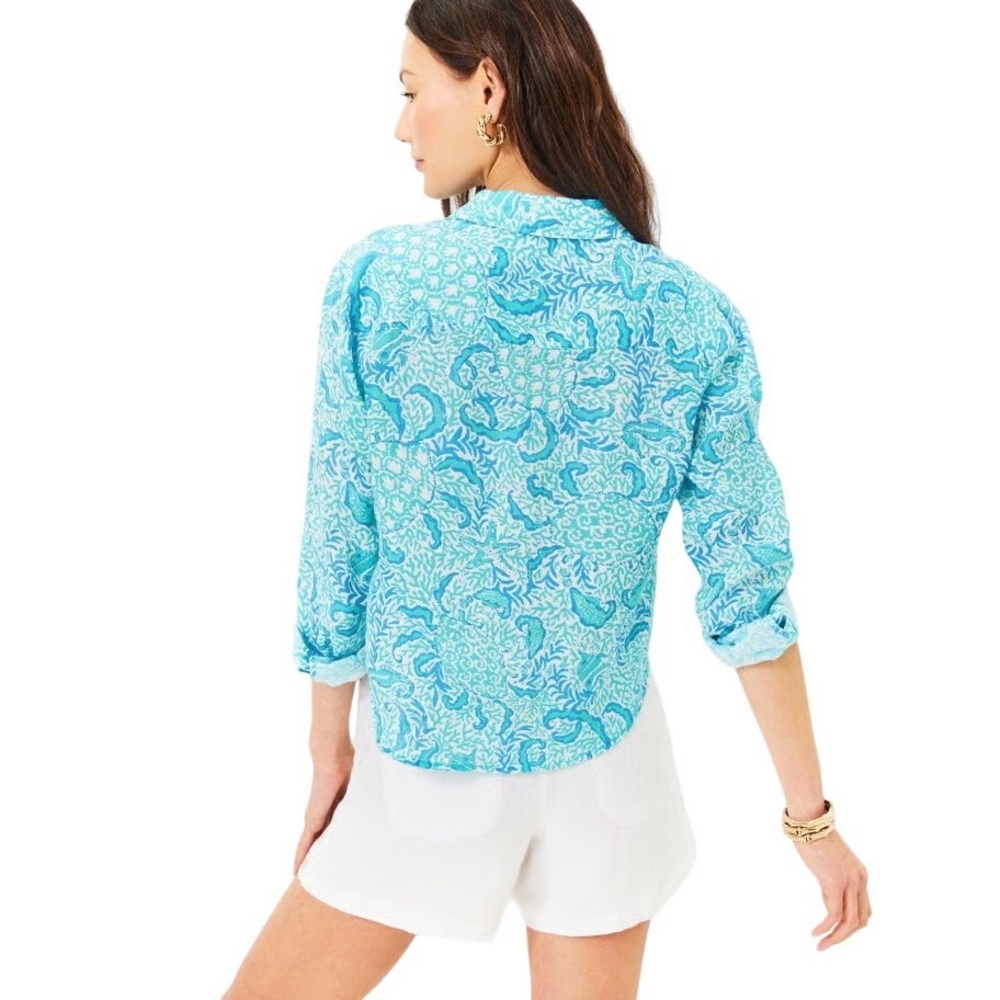 Lilly Pulitzer Coralynn Linen Button Down Shirt - Picture 3 of 8